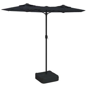 vidaXL Podw&oacute;jny parasol ogrodowy z LED, czarny, 316x145 cm
