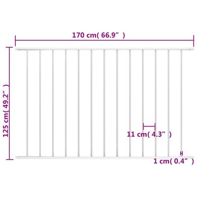vidaXL Panel ogrodzeniowy, kryta proszkowo stal, 1,7x1,25 m, biały