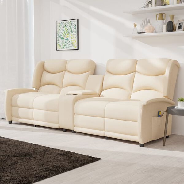 vidaXL Rozkładany fotel masujący z uchwytem, 4-os., kremowy