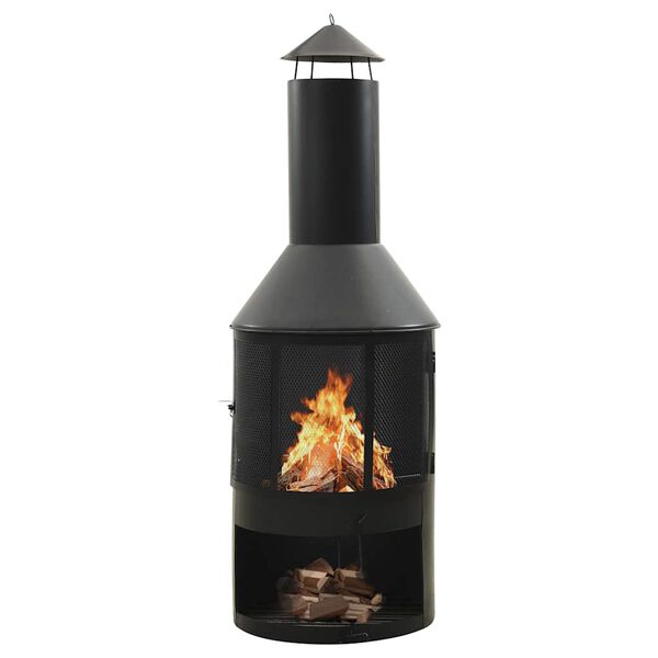 vidaXL Piecyk ogrodowy z rusztem pogrzebaczem, 47x47x135,7 cm, stalowy