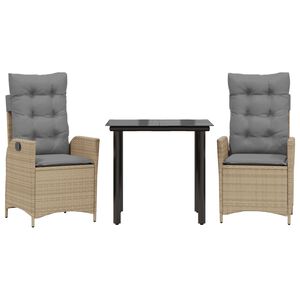 vidaXL 7-cz. zestaw mebli ogrodowych z poduszkami, beżowy, polirattan