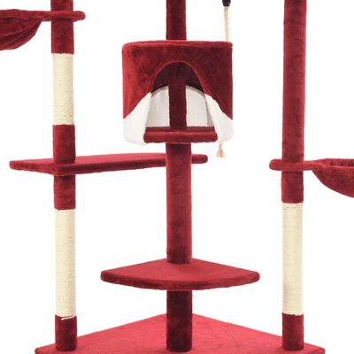 vidaXL Drapak dla kota z sizalowymi słupkami, 203 cm, czerwono-biały