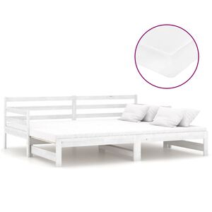 vidaXL Ł&oacute;żko wysuwane, 2 x (90x200) cm, białe, lite drewno sosnowe
