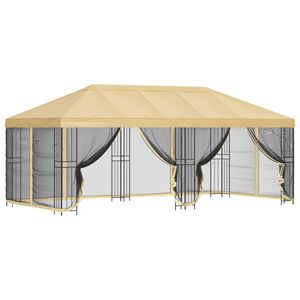 vidaXL Altana z bokami 6 x 3 m kremowy Poliester i Stal 190