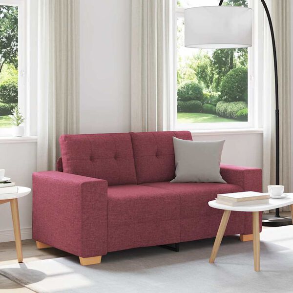 vidaXL Sofa dwuosobowa, wino czerwone, 160x77x82 cm, tkanina