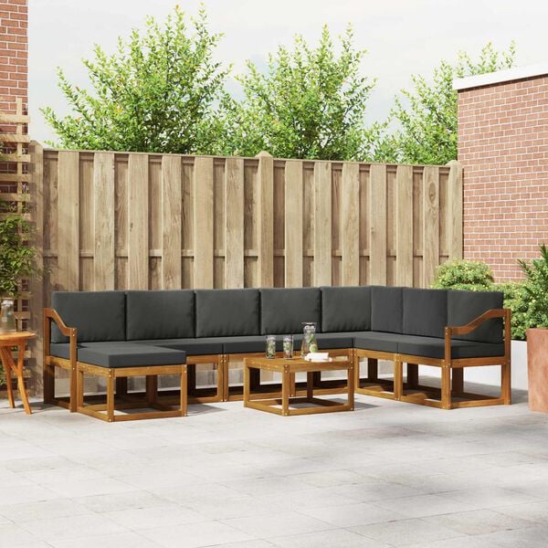 vidaXL Zestaw sof na zewnątrz z poduszką 9 pcs Naturalny i Antracytowy
