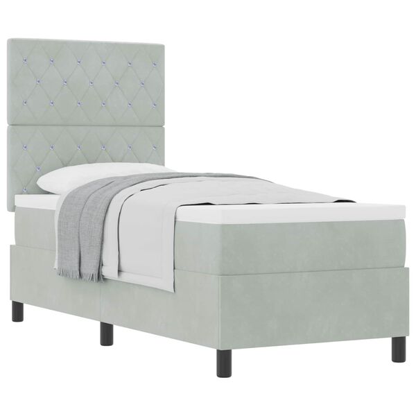 vidaXL Ł&oacute;żko sprężynowe z materacem Jasnoszary 80 x 200 cm tkanina