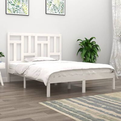 vidaXL Rama łóżka, biała, lite drewno sosnowe, 200 x 200 cm