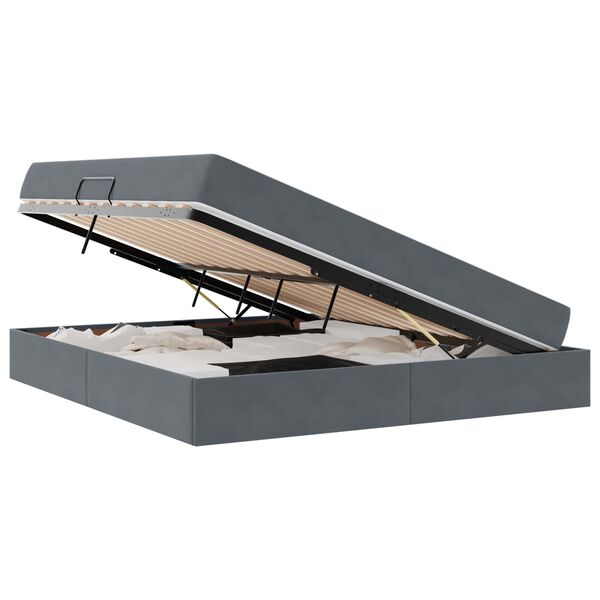 vidaXL Ł&oacute;żko z miejscem na przechowywanie i materacem Ciemnoszary