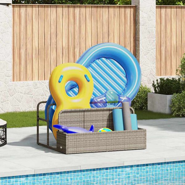vidaXL Poolside Float Storage Jasnoszary 110x100x57 cm Polirattan