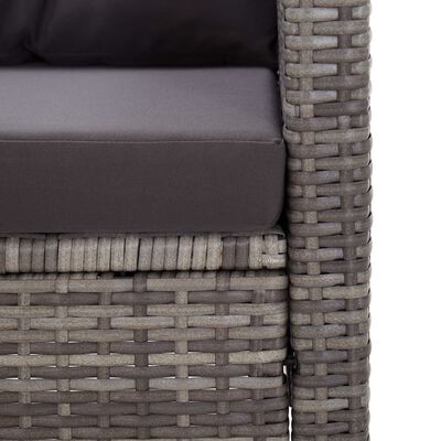 vidaXL 2-osobowa sofa ogrodowa z poduszkami, szara, 124 cm, rattan PE