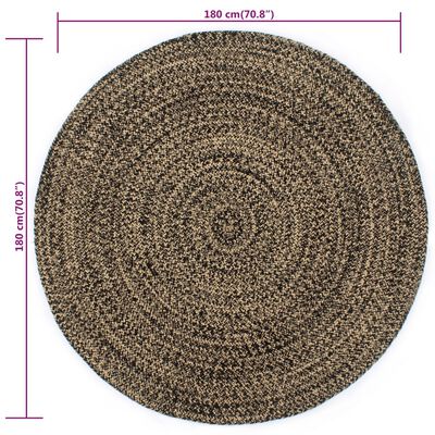 vidaXL Ręcznie wykonany dywanik, juta, czarno-brązowy, 180 cm