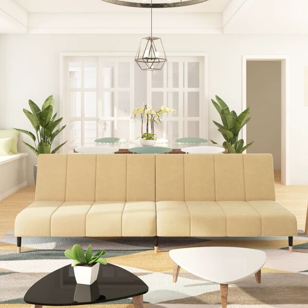 vidaXL 2-osobowa kanapa, kremowa, tapicerowana aksamitem