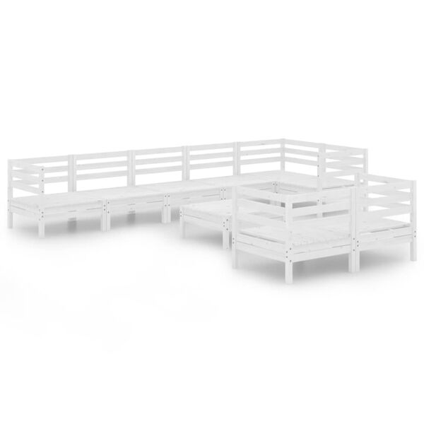 vidaXL 9-cz. zestaw wypoczynkowy do ogrodu, biały, drewno sosnowe