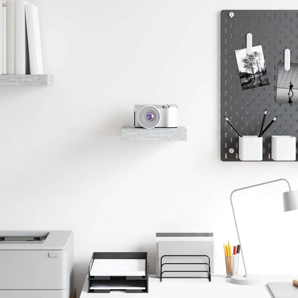 vidaXL Wisząca p&oacute;łka ścienna, szarość betonu, 23 x 23,5 x 3,8 cm, MDF