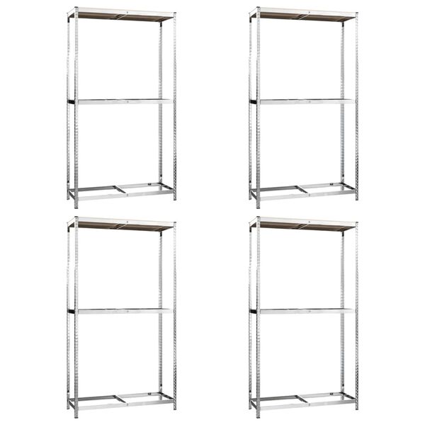 vidaXL 2-poziomowe regały na opony 4 szt., srebrne 110x40x180 cm, stal