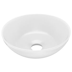vidaXL Umywalka łazienkowa, ceramiczna, matowa biel, okrągła