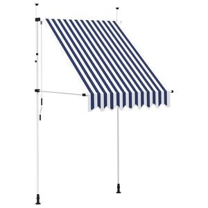 vidaXL Markiza zwijana ręcznie, 150 cm, niebiesko-białe pasy