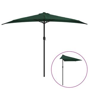 vidaXL P&oacute;łparasol balkonowy na słupku z aluminium, 300x155 cm, zielony