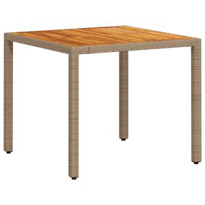 vidaXL St&oacute;ł ogrodowy, beżowy, 90x90x75 cm, rattan PE i drewno akacjowe