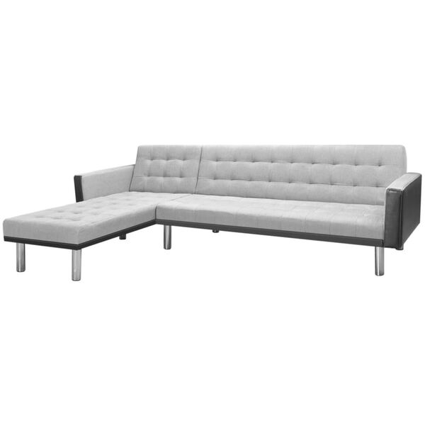 vidaXL Sofa narożna z tkaniny, 218x155x69 cm szaro-czarna