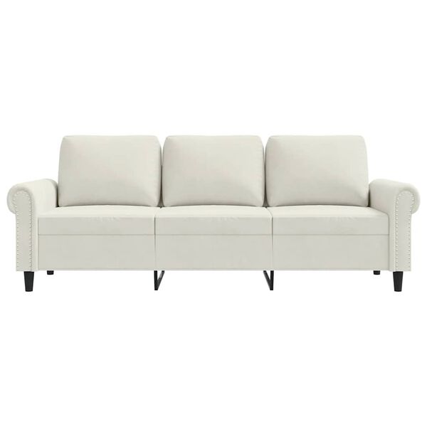 vidaXL Sofa 3-osobowa, kremowy, 180 cm, tapicerowana aksamitem
