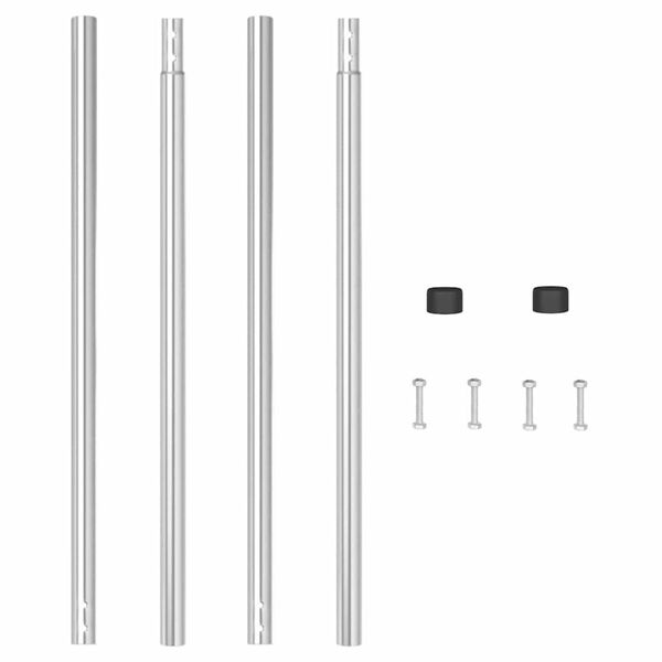 vidaXL Słupek ogrodzeniowy. 2 pcs Srebrny Stal Malowana Proszkowo