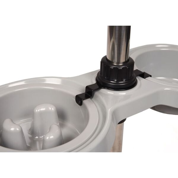 FLAMINGO Stojak z miskami dla psa Suvi, M, 1100 ml i 1500 ml, szary