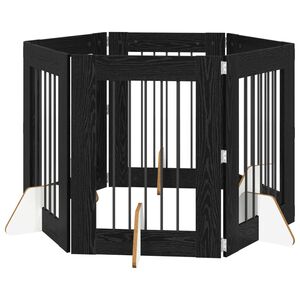 vidaXL Bramka dla ps&oacute;w z podp&oacute;rkami 6 pcs Czarny dąb 60 x 80 cm
