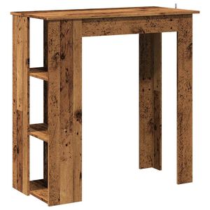vidaXL Stolik barowy z p&oacute;łkami, stare drewno, 102x50x103,5 cm