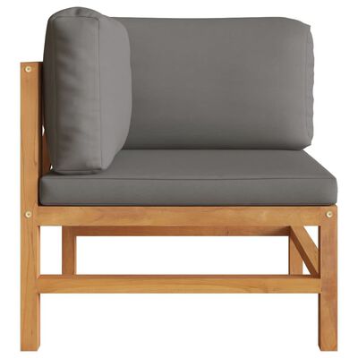 vidaXL 2-os. sofa ogrodowa z szarymi poduszkami, lite drewno tekowe