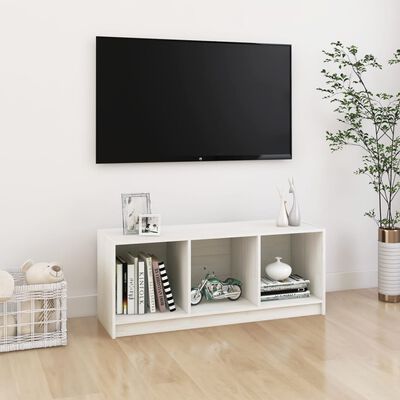 vidaXL Szafka pod telewizor, biała, 104x33x41 cm, lite drewno sosnowe