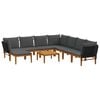 vidaXL 9 pcs Solidne drewno akacjowe i lina naturalny