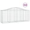 vidaXL Kosze gabionowe, 10 szt, 200x50x80/100 cm, galwanizowane żelazo