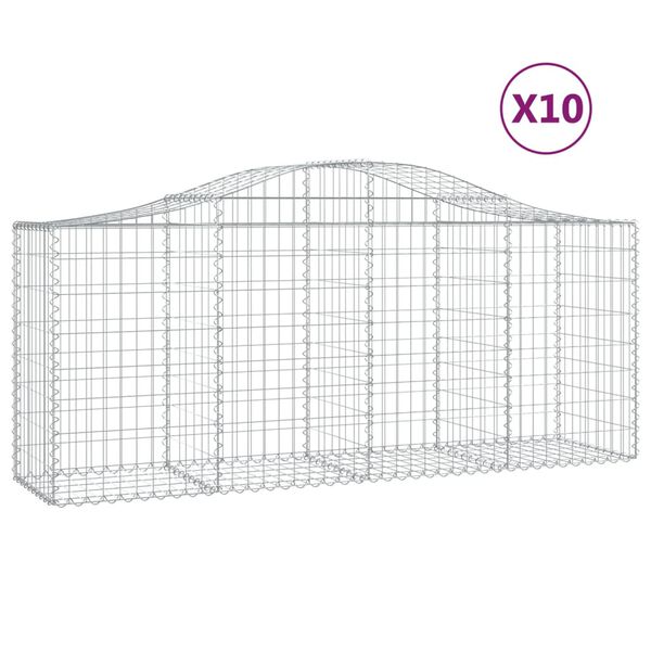 vidaXL Kosze gabionowe, 10 szt, 200x50x80/100 cm, galwanizowane żelazo