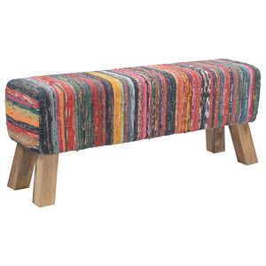 vidaXL ławka 110 x 30 x 45 cm Prawdziwa sk&oacute;ra Wielokolorowe