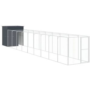vidaXL Buda dla psa, z wybiegiem, antracytowa, 165x1067x181 cm, stal