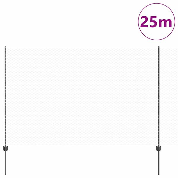 vidaXL Ogrodzenie z słupkiem Szary 1,6 x 25 m Stal i PVC