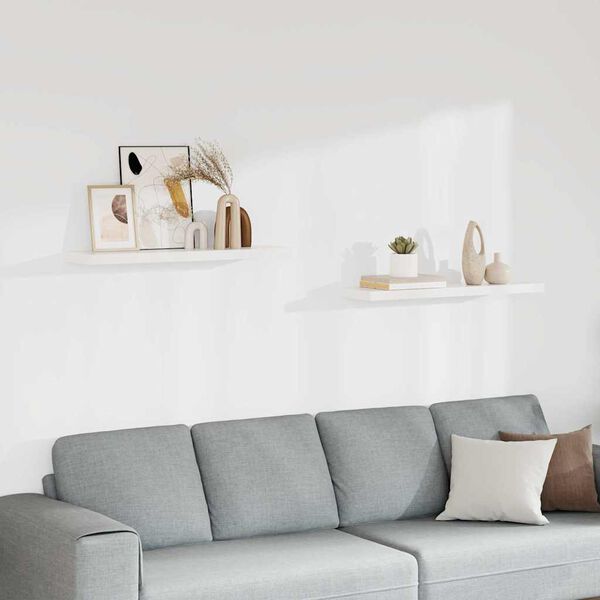 vidaXL P&oacute;łki ścienne, 2 szt., białe, 90x23,5x3,8 cm, MDF