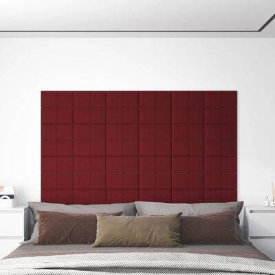 vidaXL Panele ścienne, 12 szt., kolor wina, 30x15 cm, tkanina, 0,54 m²