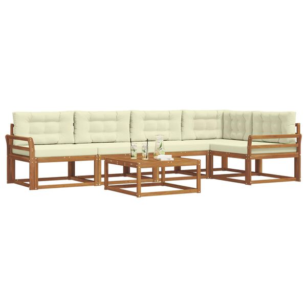 vidaXL Zestaw sof na zewnątrz z poduszką 6 pcs Naturalny i Kremowy