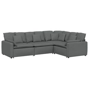 vidaXL Sofa modułowa z poduszkami Tkanina Ciemnoszara