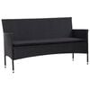 vidaXL 3-osobowa sofa ogrodowa z poduszkami, polirattan, czarna