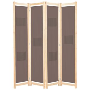 vidaXL Parawan 4-panelowy, brązowy, 160x170x4 cm, tkanina