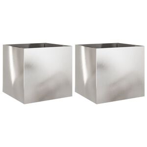 vidaXL Donice, 2 szt., srebrne, 49x47x46 cm, stal nierdzewna
