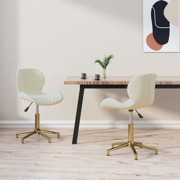 vidaXL Obrotowe krzesła stołowe, 2 szt., kremowe, aksamitne