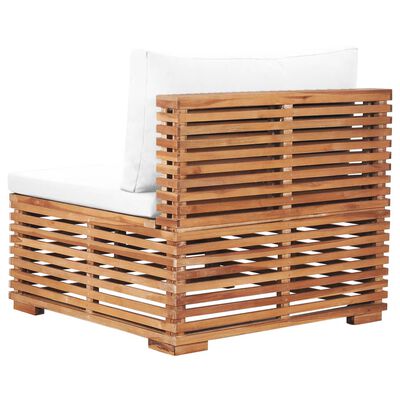 vidaXL Siedzisko ogrodowe z kremową poduszką, lite drewno tekowe