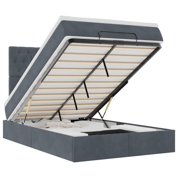 vidaXL Rama łóżka otomana z materacami, szara, 120x200 cm, aksamit