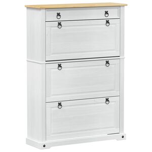 vidaXL Szafka na buty z szufladą z p&oacute;łką Corona Biały 99 x 32 x 138 cm