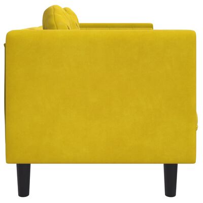 vidaXL Sofa 2-osobowa z poduszkami, żółta, aksamit